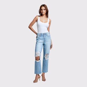 L'Agence Adele High Rise White Tie Dye Ladies Cropped Jeans